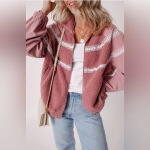 Women's Dusty Rose Sherpa Zip Jacket